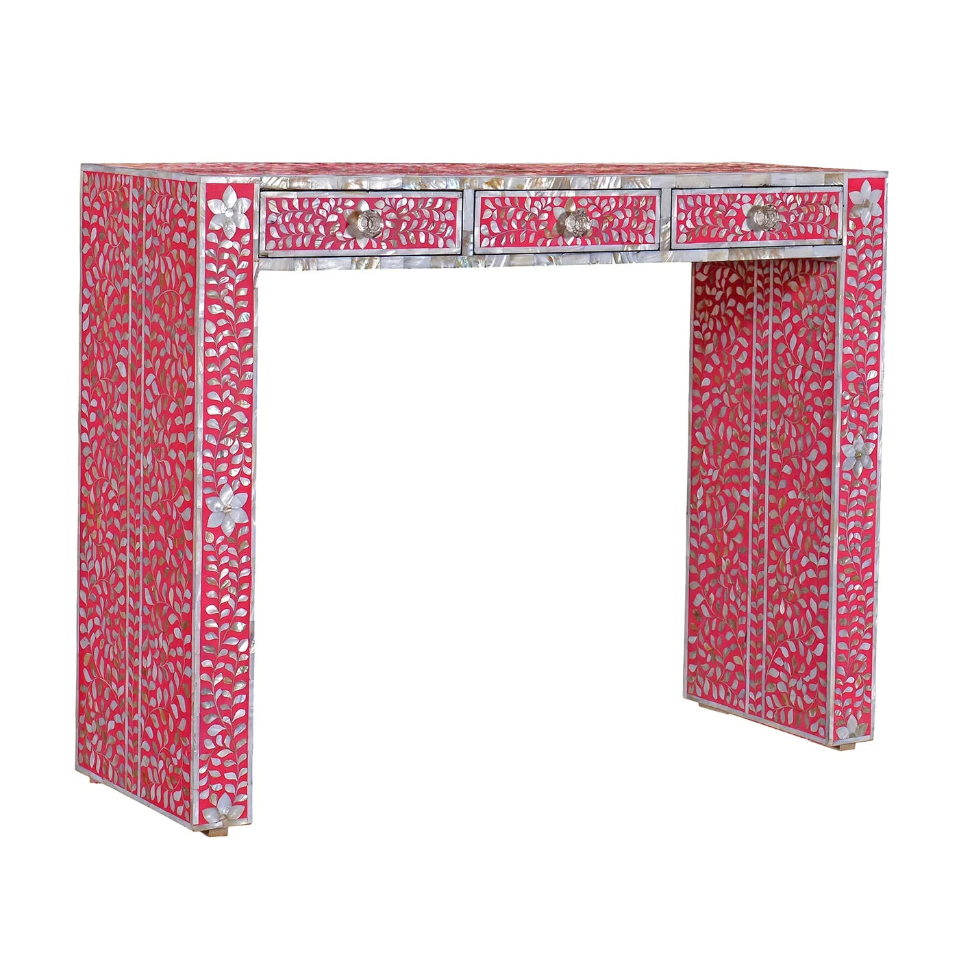 Handmade Pink Mother of Pearl handmade Vintage Antique Console Table