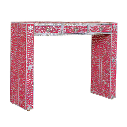 Handmade Pink Mother of Pearl handmade Vintage Antique Console Table