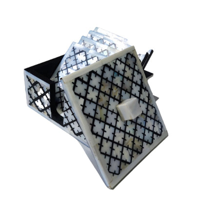 Handmade Mother Of Pearl Inlay Geometric Tea Coaster Set of 4 Best Gift for Home Decor