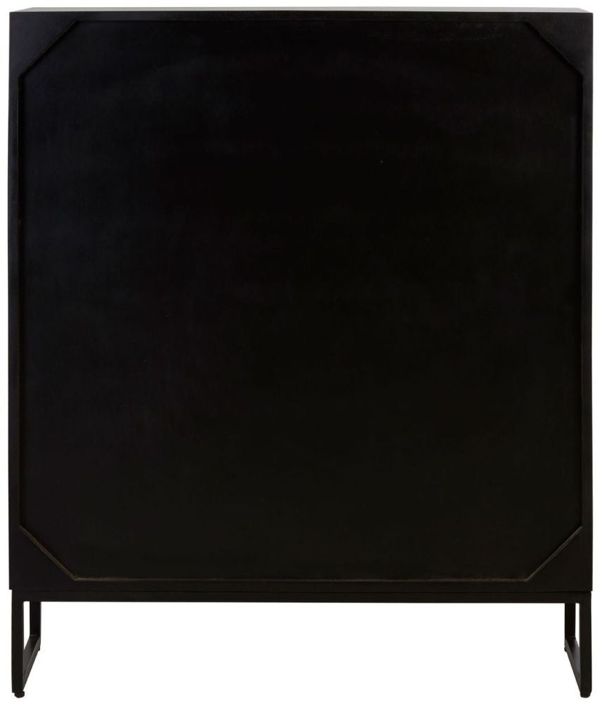 Handmade Customized Bone Inlay Bar  Cabinet - Black