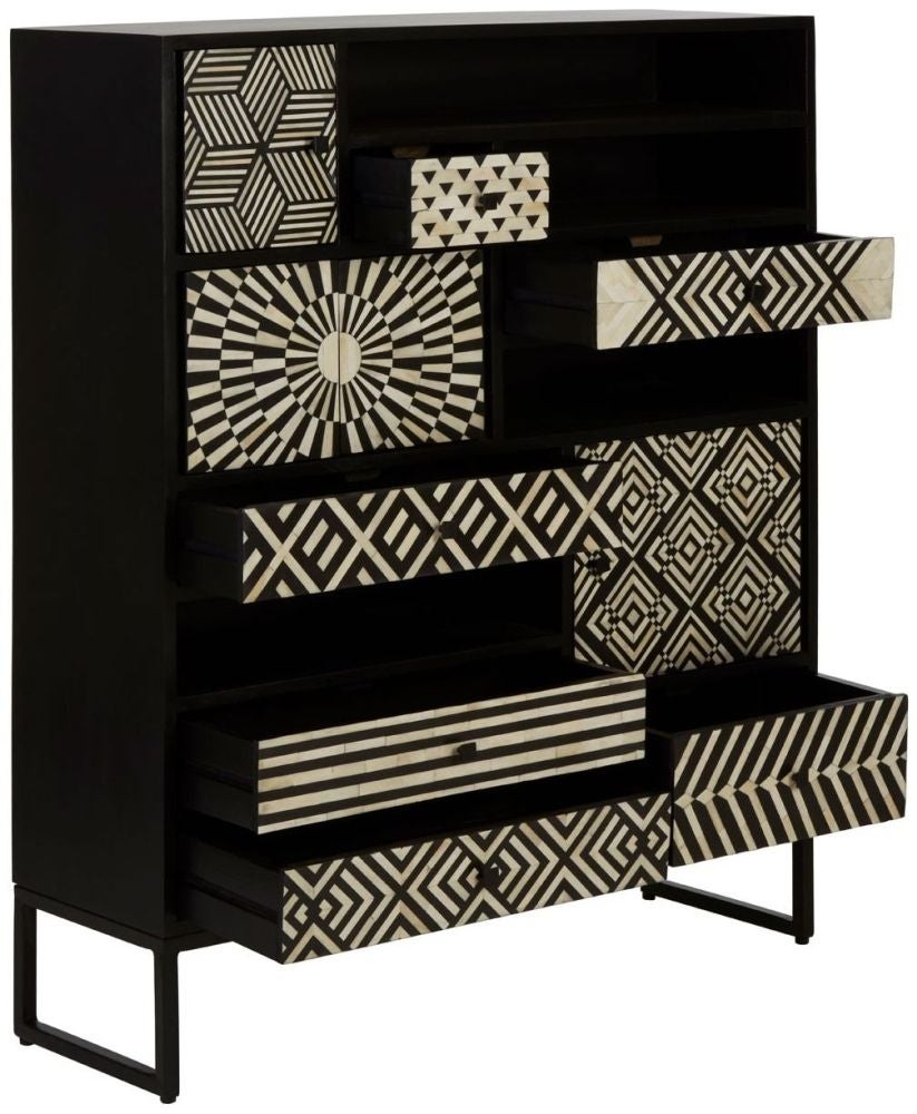 Handmade Customized Bone Inlay Bar  Cabinet - Black