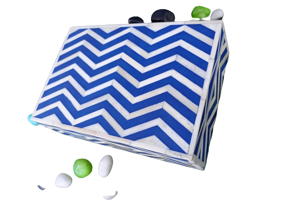 Handmade Customized Bone Inlay Chevron Pattern Jewelry Box