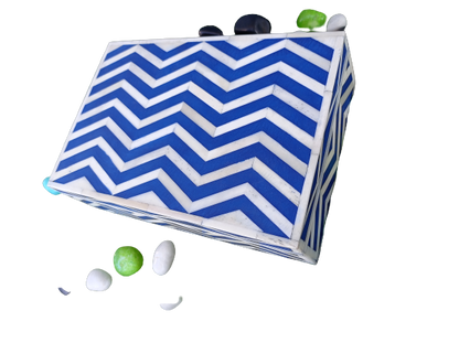 Handmade Customized Bone Inlay Chevron Pattern Jewelry Box