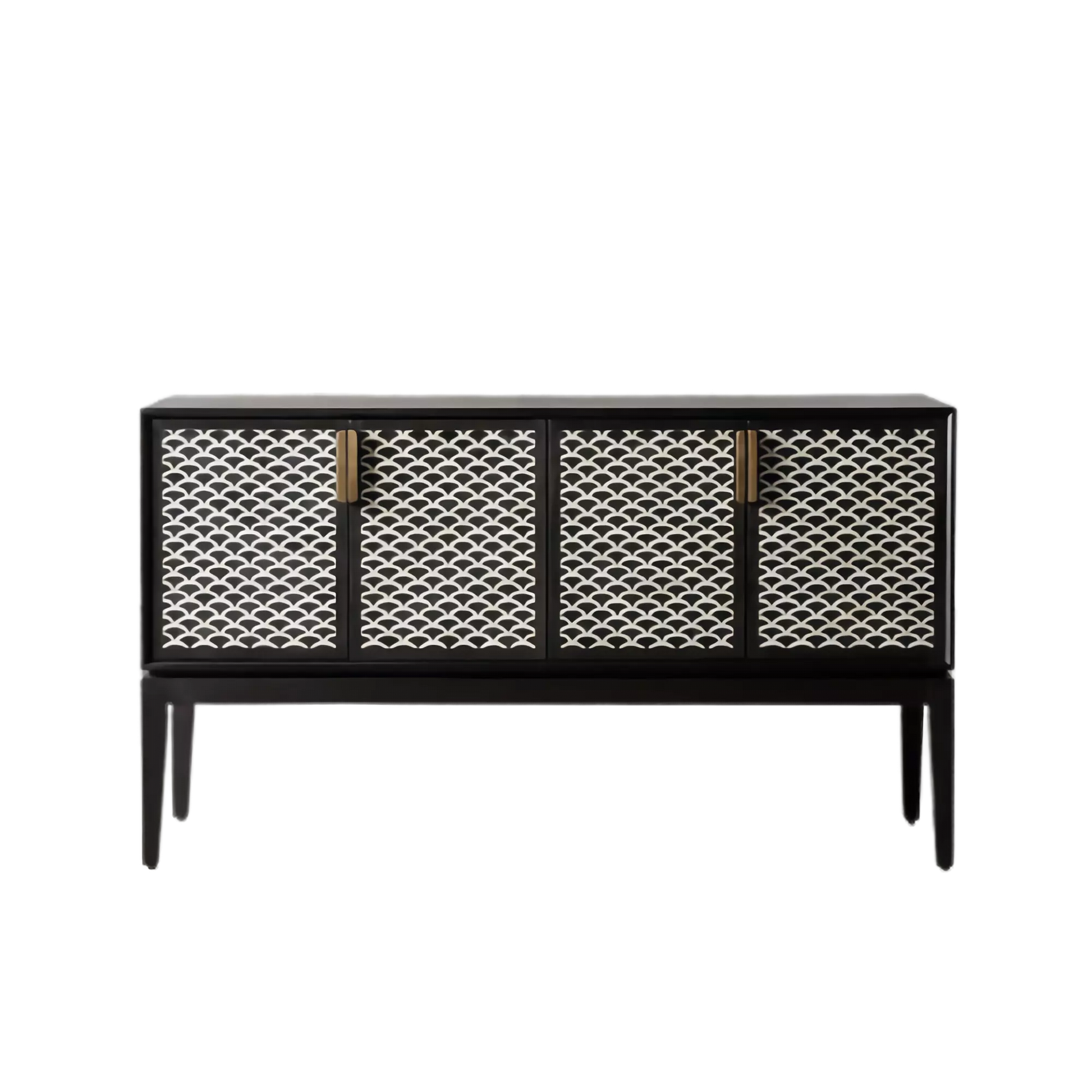 Handcrafted Bone Inlay Fish scale Bar Cabinet