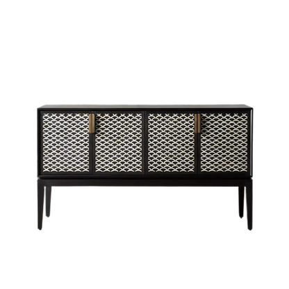 Handcrafted Bone Inlay Fish scale Bar Cabinet