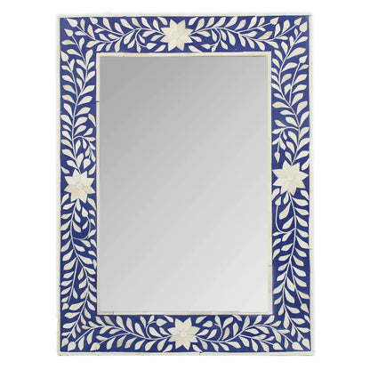Bone Inlay Blue Floral Mirror Frames with Complimentary Mirror