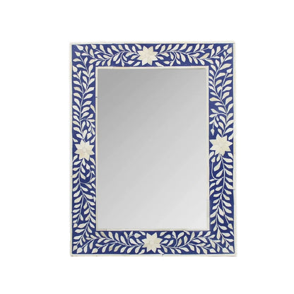 Bone Inlay Blue Floral Mirror Frames with Complimentary Mirror