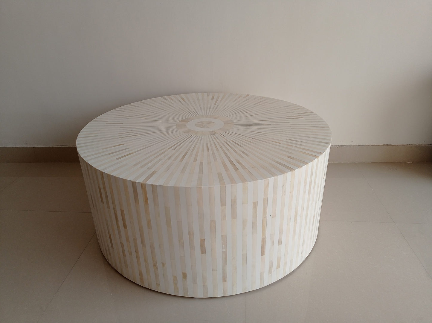 Handmade Customized Bone Inlay Round Coffee Table