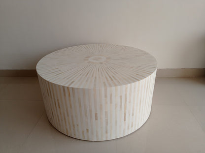 Handmade Customized Bone Inlay Round Coffee Table