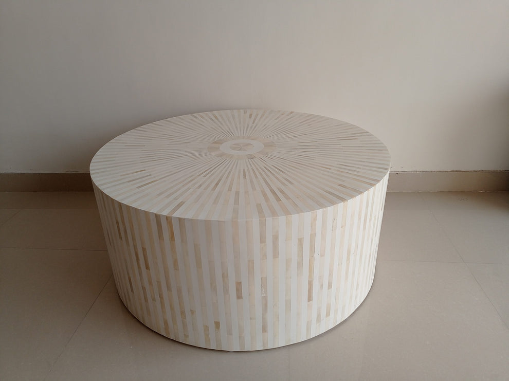 Handmade Customized Bone Inlay Round Coffee Table – Bone Inlay Arts