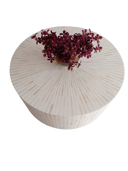 Handmade Customized Bone Inlay Round Coffee Table
