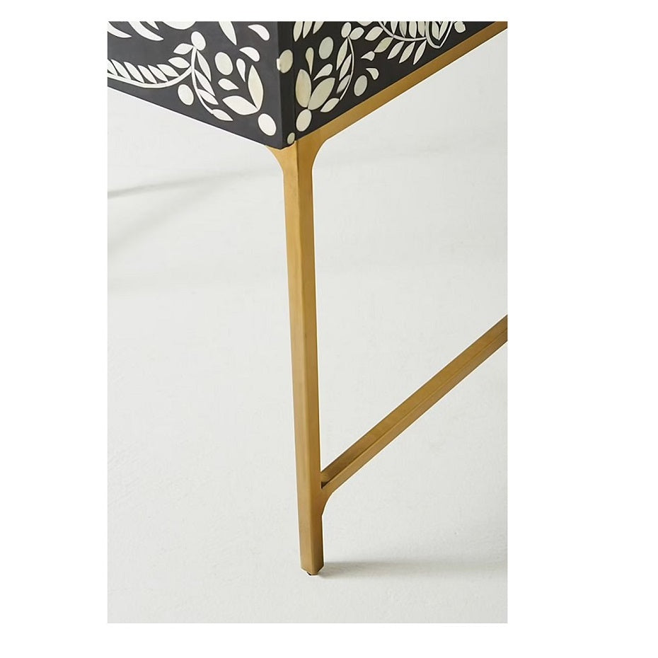 Customized Handmade Bone Inlay Peacock Pattern Bar Cabinet