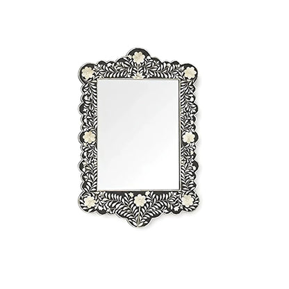 Luxury Handmade Bone Inlay Rectangular Mirror Frame with Floral Design