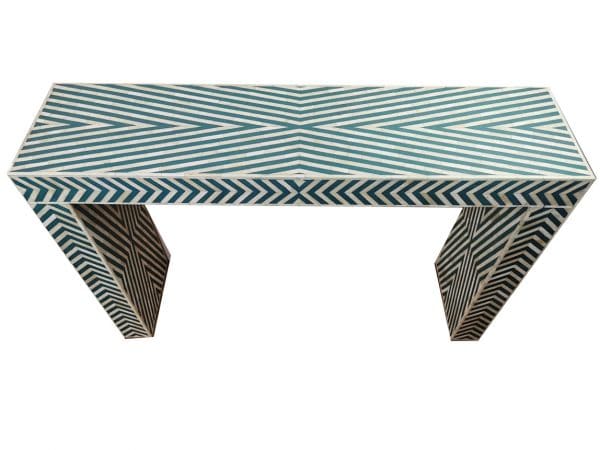 Handmade Customized Bone Inlay Chevron Pattern Console