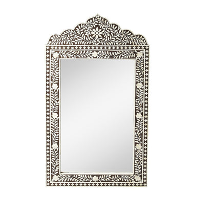 Custom Bone Inlay Rectangular Mirror Frame Styled Above Console Table