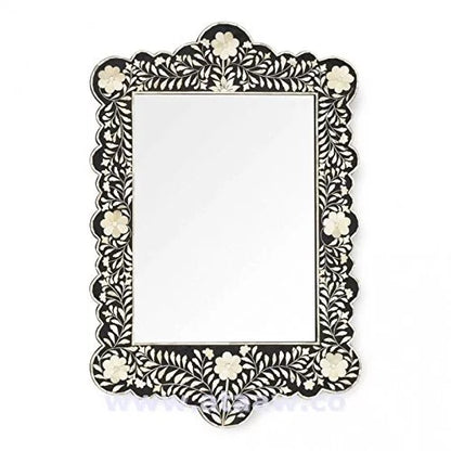 Handcrafted Bone Inlay Rectangular Mirror Frame for Living Room