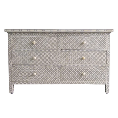 Bone Inay Chest of 6 Drawers Geometric Design
