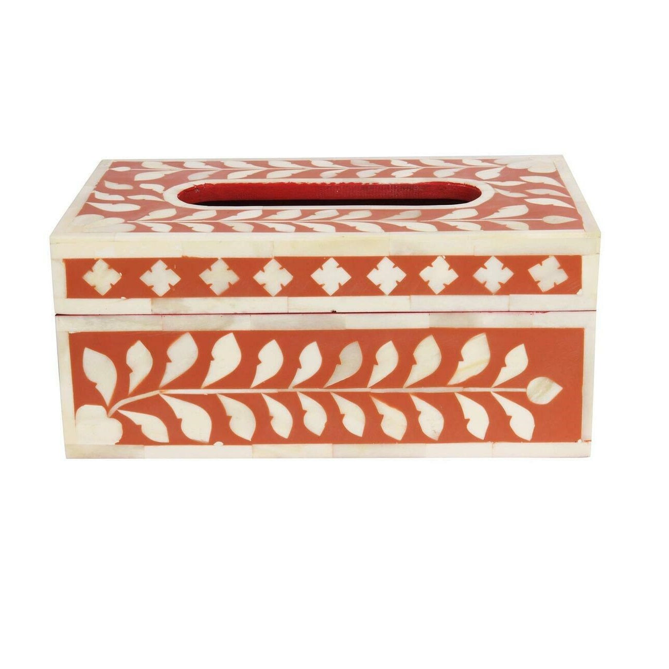 Luxury bone inlay tissue box with handcrafted floral design for elegant living room, bedroom, and bathroom décor